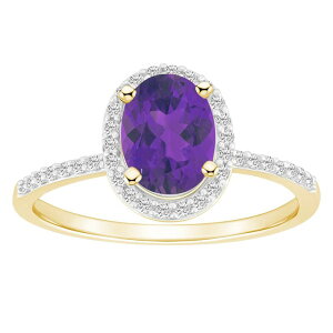 Celebration Gems ���f�B�[�X �A�N�Z�T���[ �����O Celebration Gems 10k Gold 8 mm x 6 mm Oval Gemstone & Lab-Created White Sapphire Halo Ring Amethyst �z���C�g