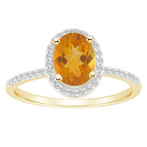 Celebration Gems ���f�B�[�X �A�N�Z�T���[ �����O Celebration Gems 10k Gold 8 mm x 6 mm Oval Gemstone & Lab-Created White Sapphire Halo Ring Citrine �z���C�g