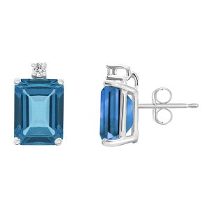 yz Celebration Gems fB[X sAXECO ANZT[ Celebration Gems 14k White Gold Gemstone & Diamond Accent Stud Earrings London Blue Topaz