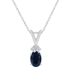 Celebration Gems fB[X ANZT[ lbNXE`[J[Ey_ggbv [X Celebration Gems 14k White Gold Gemstone & Diamond Accent Pendant Necklace Sapphire Tt@CA