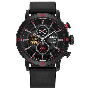 yz V`Y Y rv ANZT[ Citizen Eco-Drive Men's Star Wars Darth Vader Black Leather Strap Watch Black