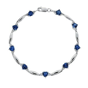 Gemminded fB[X ANZT[ uXbgEoOEANbg Gemminded Sterling Silver Lab-Created Sapphire andiamond Accent Heart Bracelet Sapphire Tt@CA
