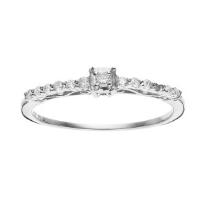 Gemminded ���f�B�[�X �A�N�Z�T���[ �����O Gemminded Sterling Silver 1/6 Carat.W. Diamond Promise Ring White �z���C�g