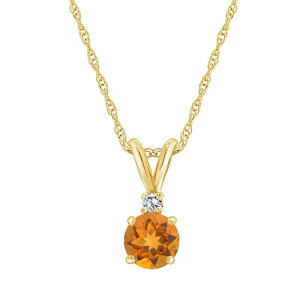 yz Celebration Gems fB[X lbNXE`[J[Ey_ggbv ANZT[ Celebration Gems 14K Yellow Gold 6mm Round Gemstone & Diamond Accent Pendant Necklace Citrine