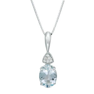 Gemminded fB[X ANZT[ lbNXE`[J[Ey_ggbv [X Gemminded 10k White Gold Aquamarine & Diamond Accent Pendant Necklace 10k Whgold zCg