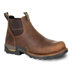 �W���[�W�A�u�[�c �����Y �V���[�Y �u�[�c�E���C���u�[�c T�V���c �`�F���V�[ Georgia Boots Eagle One Men's Waterproof Steel Toe Chelsea Work Boots Brown �u���E��