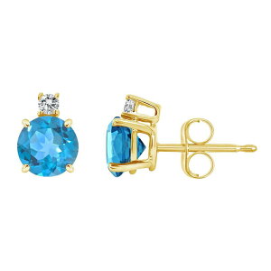 yz Celebration Gems fB[X sAXECO ANZT[ Celebration Gems 14k Gold Blue Topaz & Diamond Accent Stud Earrings 14k Gold