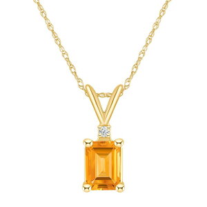 yz Celebration Gems fB[X lbNXE`[J[Ey_ggbv ANZT[ Celebration Gems 14k Gold Emerald Cut Citrine & Diamond Accent Pendant Necklace 14k Gold