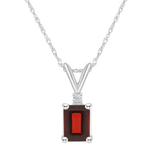 yz Celebration Gems fB[X lbNXE`[J[Ey_ggbv ANZT[ Celebration Gems 14k Gold Emerald Cut Garnet & Diamond Accent Pendant Necklace 14k Whgold