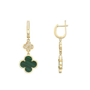 Gemminded fB[X ANZT[ sAXECO Gemminded Gold Over Sterling Silver Malachite & Cubic Zirconia Flower Double-Drop Earrings Gold Tone S[h