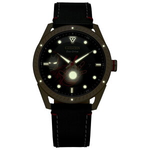 V`Y Y ANZT[ rv U[ Marvel Iron Man Men's Eco-Drive Black Leather Strap Watch by Citizen - BM6992-09W Black ubN