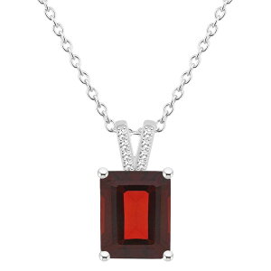 Alyson Layne fB[X ANZT[ lbNXE`[J[Ey_ggbv [X Alyson Layne Sterling Silver 10 mm x 8 mm Emerald Cut Gemstone & Diamond Accent Pendant Necklace Garnet Gh
