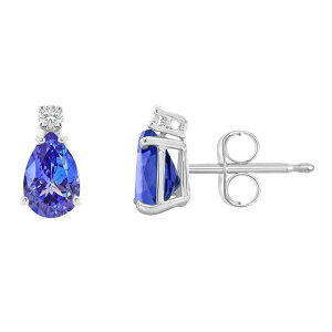 yz Celebration Gems fB[X sAXECO ANZT[ Celebration Gems 14k White Gold Gemstone & Diamond Accent Stud Earrings Tanzanite