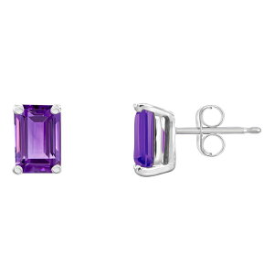 yz Celebration Gems fB[X sAXECO ANZT[ Celebration Gems 14k Gold Emerald Cut Amethyst Stud Earrings 14k Whgold