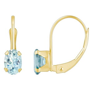 yz Celebration Gems fB[X sAXECO ANZT[ Celebration Gems 10k Gold Oval Aquamarine Leverback Earrings 10k Gold