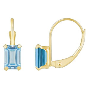 yz Celebration Gems fB[X sAXECO ANZT[ Celebration Gems 10k Gold Emerald Cut Aquamarine Leverback Earrings 10k Gold
