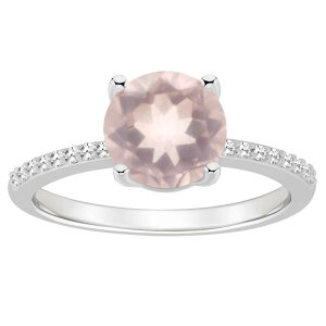 Alyson Layne fB[X ANZT[ O Alyson Layne Sterling Silver 8 mm Round Gemstone & 1/10 Carat.W. Diamond Ring Rose Quartz Vo[