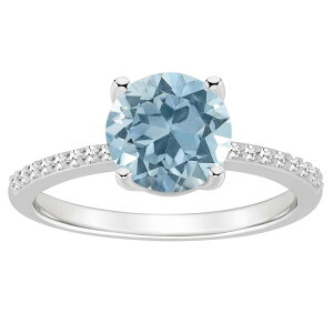 Alyson Layne ���f�B�[�X �A�N�Z�T���[ �����O Alyson Layne Sterling Silver 8 mm Round Gemstone & 1/10 Carat.W. Diamond Ring Sky Blue Topaz �u���[