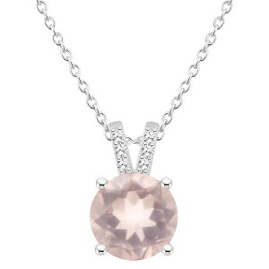 Alyson Layne fB[X ANZT[ lbNXE`[J[Ey_ggbv [X Alyson Layne Sterling Silver 8 mm Round Gemstone & Diamond Accent Pendant Necklace Rose Quartz Vo[
