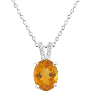 yz Alyson Layne fB[X lbNXE`[J[Ey_ggbv ANZT[ Alyson Layne Sterling Silver 10 mm x 8 mm Oval Gemstone & Diamond Accent Pendant Necklace Citrine