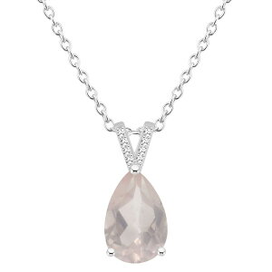 Alyson Layne fB[X ANZT[ lbNXE`[J[Ey_ggbv [X Alyson Layne Sterling Silver 12 mm x 8 mm Pear Shape Gemstone & Diamond Accent Pendant Necklace Rose Quartz Vo[