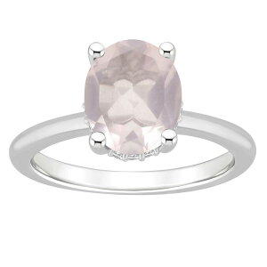 Alyson Layne fB[X ANZT[ O Alyson Layne Sterling Silver 10 mm x 8 mm Oval Gemstone & Diamond Accent Ring Rose Quartz Vo[