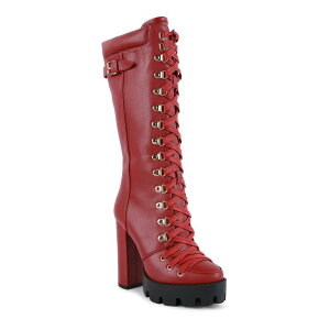 �����h�����O ���f�B�[�X �V���[�Y �u�[�c�E���C���u�[�c �q�[�� London Rag Magnolia Women's Heeled Mid Calf Boots Burgundy �o�[�K���f�B