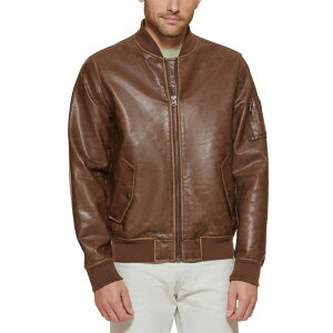 ���[�o�C�X �����Y �A�E�^�[ �W���P�b�g�E�u���]�� ���U�[ �t�F�C�N���U�[ Men's Levi'sR Faux Leather Flight Bomber Jacket Saddle