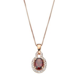 Gemminded fB[X ANZT[ lbNXE`[J[Ey_ggbv [X Gemminded 14k Rose Gold Over Silver Garnet & White Topaz Oval Halo Pendant Necklace Red bh