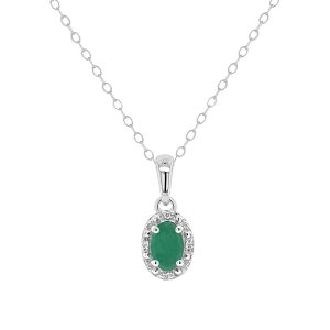 yz Celebration Gems fB[X lbNXE`[J[Ey_ggbv ANZT[ Celebration Gems Sterling Silver Oval Genuine Emerald Diamond Accent Frame Pendant Necklace Emerald