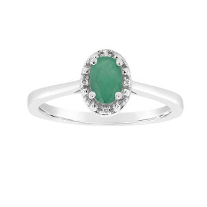 yz Celebration Gems fB[X O ANZT[ Celebration Gems Sterling Silver Oval Genuine Emerald Diamond Accent Frame Ring Emerald
