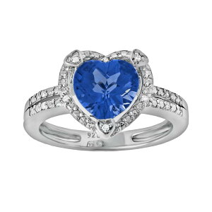 Gemminded fB[X ANZT[ O Gemminded Sterling Silver Lab-Created Sapphire andiamond Accent Heart Frame Ring Sapphire Tt@CA