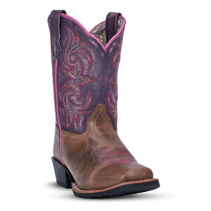 �_���|�X�g ���f�B�[�X �V���[�Y �u�[�c�E���C���u�[�c Dan Post Majesty Girls' Western Boots Brown Purple �p�[�v��