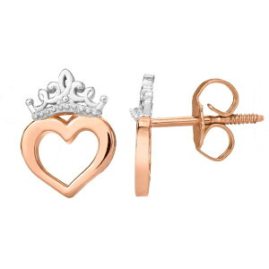 fBYj[ fB[X ANZT[ sAXECO Disney 10k Rose Gold Two-Tone Tiara Heart Stud Earrings 10k Rose Gold S[h
