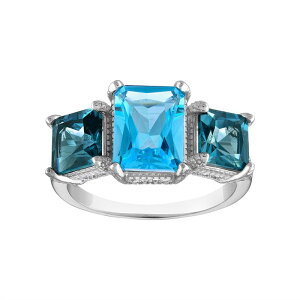 yz Designs by Gioelli fB[X O ANZT[ Designs by Gioelli Sterling Silver Gemstone 3-Stone Ring Blue Topaz