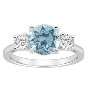yz Alyson Layne fB[X O ANZT[ Alyson Layne Sterling Silver 8 mm Round Gemstone & White Topaz Three-Stone Ring Sky Blue Topaz