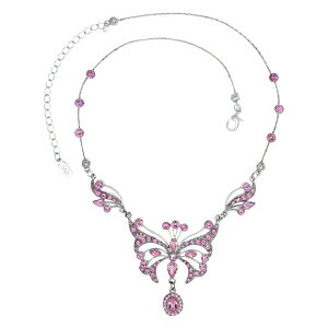 yz 1928 fB[X lbNXE`[J[Ey_ggbv ANZT[ 1928 Silver Tone Pink Crystal Butterfly Necklace Pink