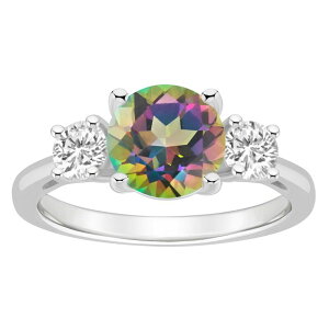 Alyson Layne ���f�B�[�X �A�N�Z�T���[ �����O Alyson Layne Sterling Silveround Mystic Topaz & White Topaz Three-Stone Ring Sterling Silver �V���o�[