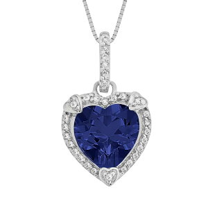 Gemminded fB[X ANZT[ lbNXE`[J[Ey_ggbv Gemminded Sterling Silver Lab-Created Sapphire andiamond Accent Heart Frame Pendant Sapphire Tt@CA