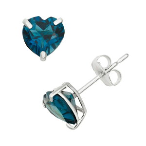 Designs by Gioelli ���f�B�[�X �A�N�Z�T���[ �s�A�X�E�C�������O Designs by Gioelli London Blue Topaz 10k White Gold Heart Stud Earrings Blue �u���[