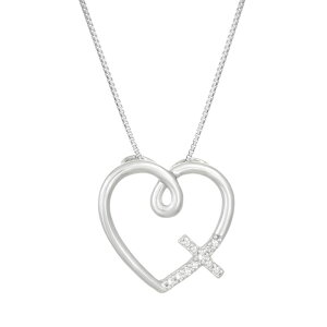 yz Gemminded fB[X lbNXE`[J[Ey_ggbv ANZT[ Gemminded Sterling Silver & Diamond Accent Heart Cross Pendant Necklace Sterling