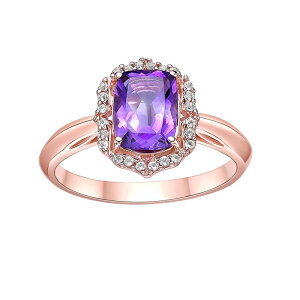 Gemminded ���f�B�[�X �A�N�Z�T���[ �����O Gemminded 2 Micron 18k Rose Gold Plated Sterling Silver Amethyst & White Topaz Ring Rose Tone �z���C�g
