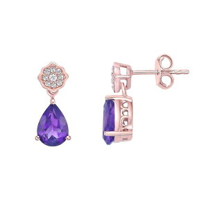 yz Gemminded fB[X sAXECO ANZT[ Gemminded 18k Rose Gold Over Sterling Silver Amethyst & White Topaz Earrings Rose Tone