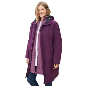 yz E[} EBYC fB[X WPbgEu] AE^[ Woman Within Women's Plus Size 3-in-1 Hooded Taslon Jacket Dark Berry Berry Mist