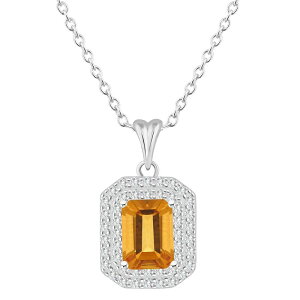 Celebration Gems fB[X ANZT[ lbNXE`[J[Ey_ggbv [X Celebration Gemsterling Silver Emerald-Cut Citrine & White Topaz Double Halo Pendant Necklace Sterling Silver Vo[