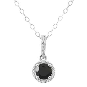 yz Celebration Gems fB[X lbNXE`[J[Ey_ggbv ANZT[ Celebration Gems Sterling Silver Round Onyx & Diamond Accent Pendant Necklace Sterling
