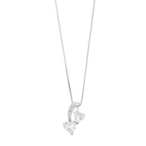 yz Gemminded fB[X lbNXE`[J[Ey_ggbv ANZT[ Gemminded Sterling Silver Gemstone & Diamond Accent Double Heart Pendant Necklace White Topaz