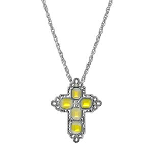 yz 1928 fB[X lbNXE`[J[Ey_ggbv ANZT[ 1928 Silver Tone Rectangle Simulated Crystal Cross Chain Necklace Yellow