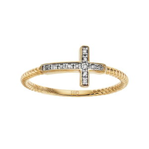 Gemminded ���f�B�[�X �A�N�Z�T���[ �����O Gemminded 14k Gold Over Silver Diamond Accent Sideways Cross Ring White �z���C�g