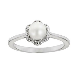 yz Celebration Gems fB[X O ANZT[ Celebration Gems Sterling Silver Freshwater Cultured Pearl Studded Flower Ring Silver